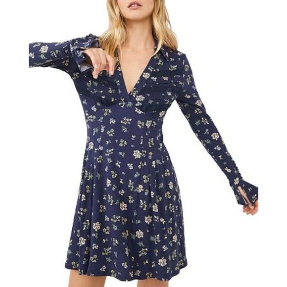 FREE PEOPLE Good Days Mini Dress in Navy NWT - Picture 1 of 5
